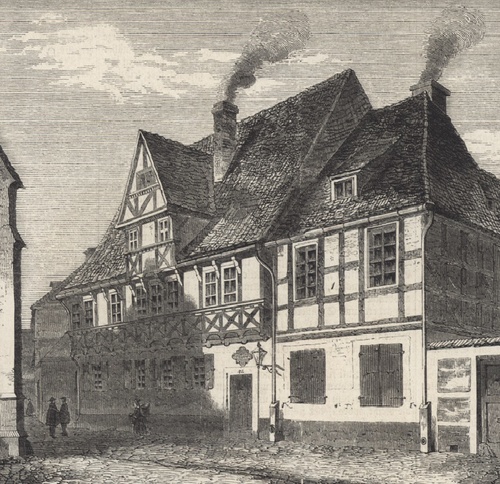 Pencil drawing Gleimhaus by Carl Jordan, 1862